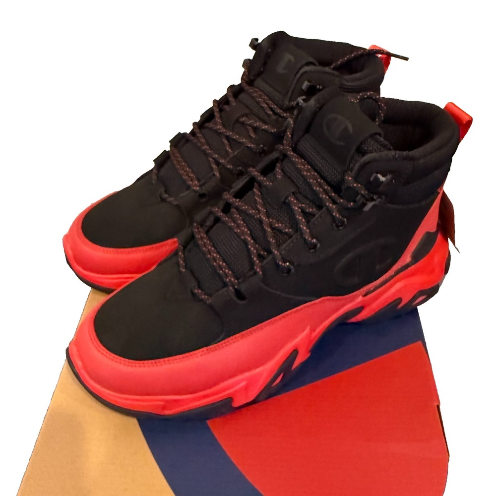 Champion Bromad C-Lock Men's High Top Sneakers Black Scarlet Red Size 10 NWT